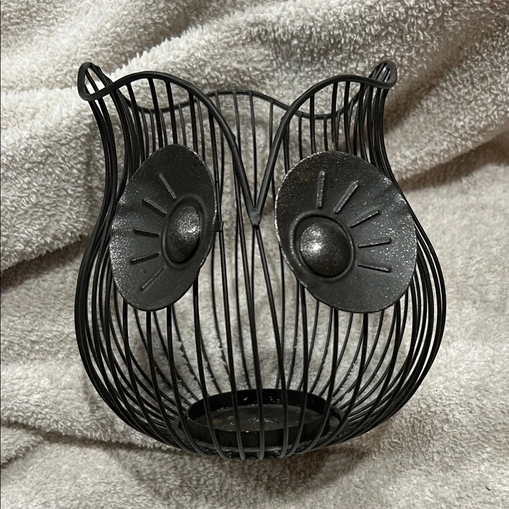 Black Wire Owl Candle Holder